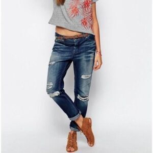 Maison Scotch L'Adorable Distressed Sky Boyfriend Jeans Indigo Women's 25